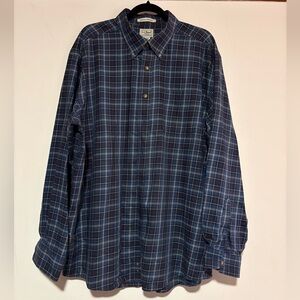 LL BEAN Wrinkle Resistant Plaid Shirt Cotton / Cashmere XL